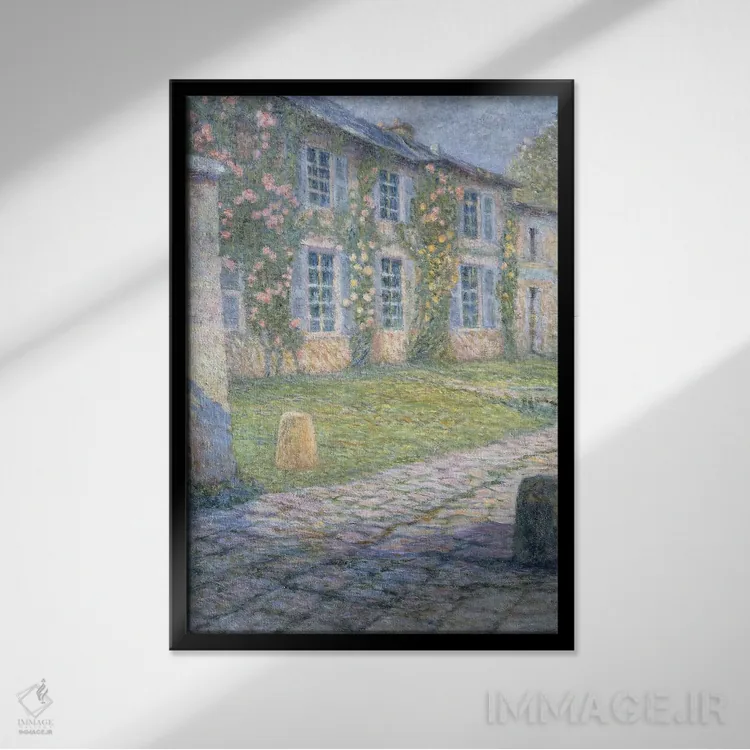 تابلو خانه گل رز در ورسای، ۱۹۱۸ اثر آنری اوژن اوگوستین لو سیدانر - نمای قابدار مشکی