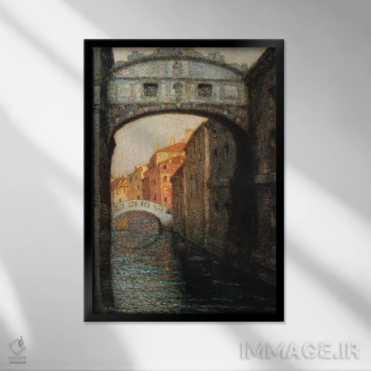 تابلو ونیز (ایتالیا) اثر آنری اوژن اوگوستین لو سیدانر - نمای قابدار مشکی