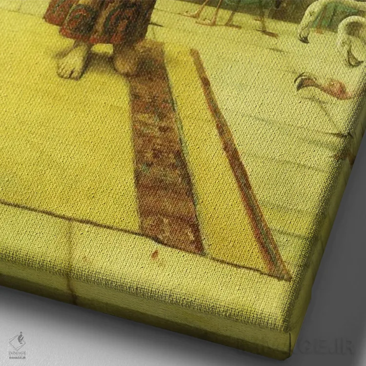 تابلو 1885,رقص فلامینگوها، ۱۸۸۵ اثر جان راینهارد وگلون - نمای نزدیک بافت بوم