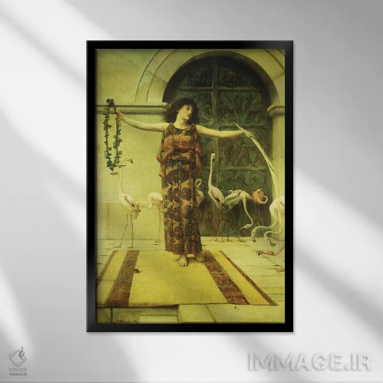 تابلو 1885,رقص فلامینگوها، ۱۸۸۵ اثر جان راینهارد وگلون - نمای قابدار مشکی