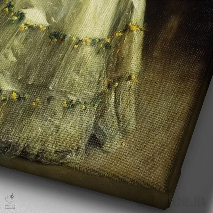 تابلو 1896,پایکوبی (به افتخار) ، ۱۸۹۶ اثر جولیوس لبلان استوارت - نمای نزدیک بافت بوم