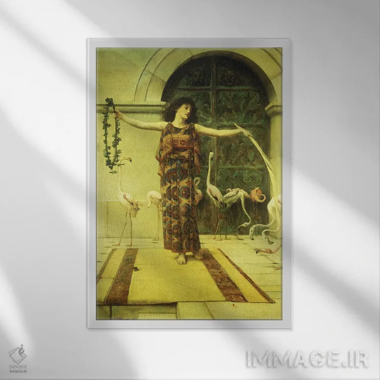 تابلو 1885,رقص فلامینگوها، ۱۸۸۵ اثر جان راینهارد وگلون - نمای قابدار سفید