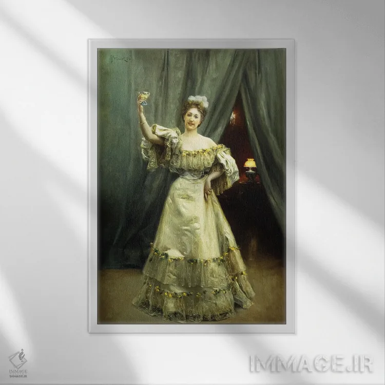 تابلو 1896,پایکوبی (به افتخار) ، ۱۸۹۶ اثر جولیوس لبلان استوارت - نمای قابدار سفید