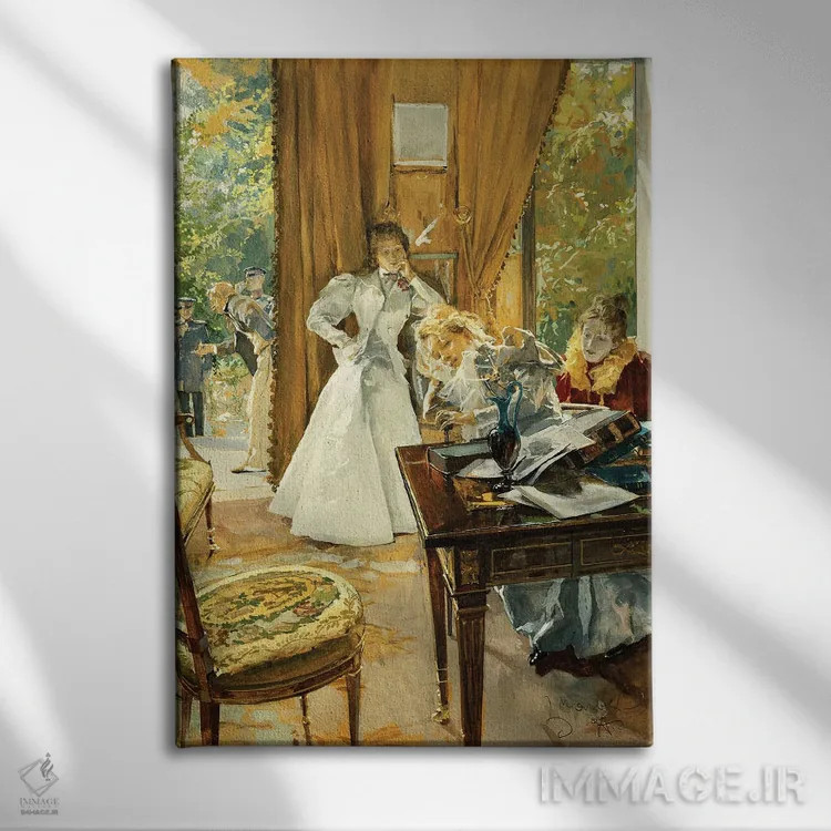 تابلو 1897,در اتاق پذیرایی، ۱۸۹۷ اثر لودک مارولد - نمای روبهرو روی دیوار