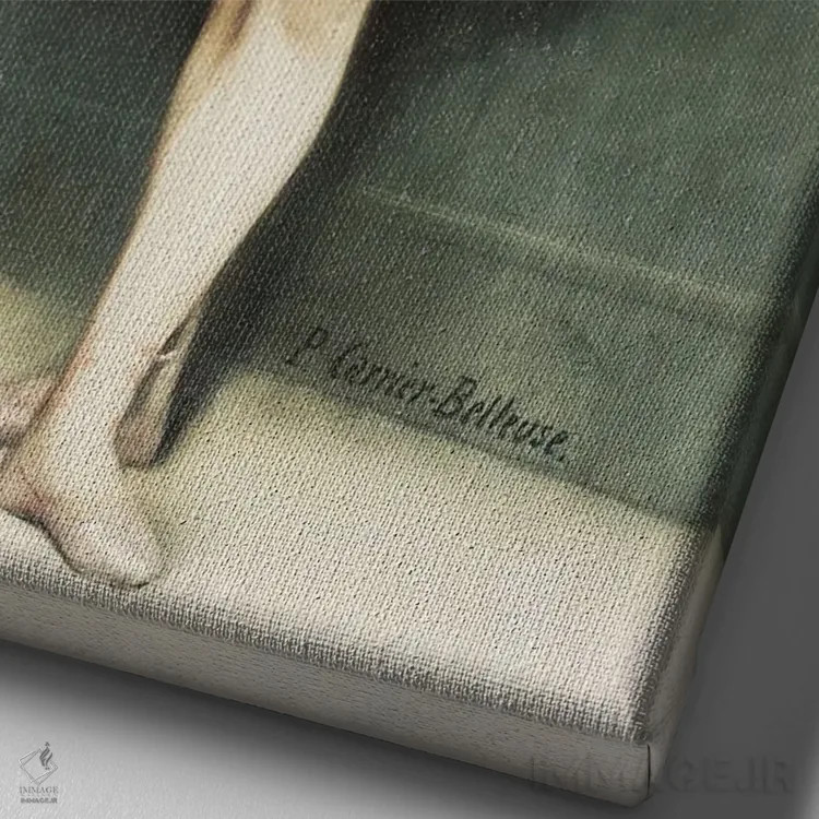 تابلو کلمباین (شخصیت یا گل) اثر پیر کاریه-بلوُز - نمای نزدیک بافت بوم