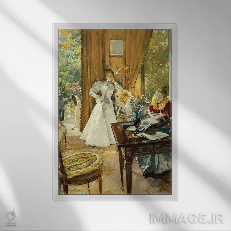 تابلو 1897,در اتاق پذیرایی، ۱۸۹۷ اثر لودک مارولد - نمای قابدار سفید