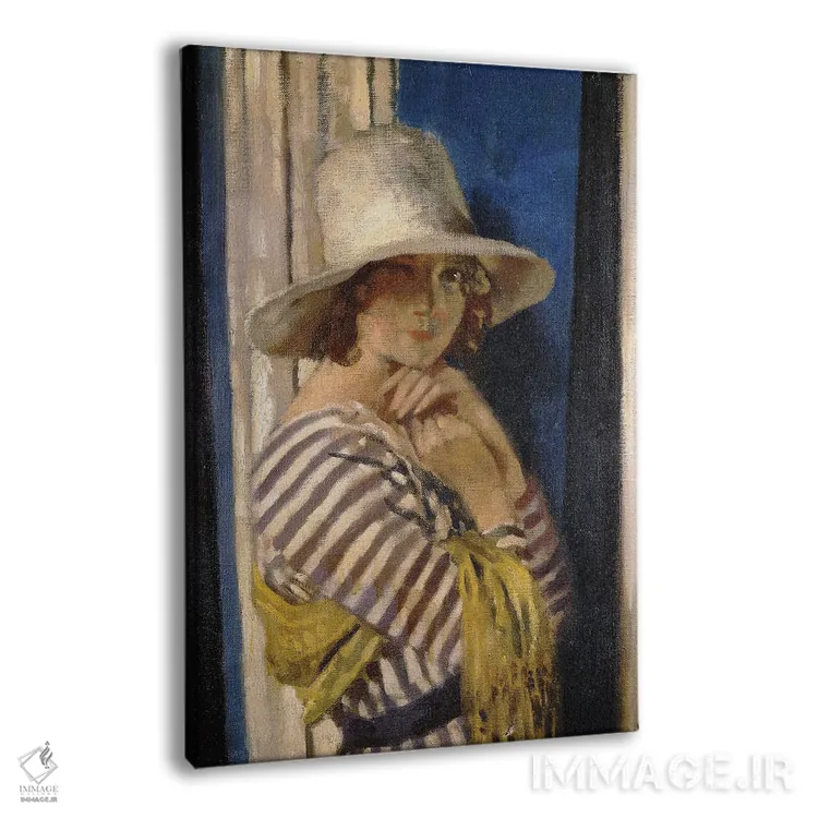 تابلو C.1912,خانم هان با لباس راهراه، حدود ۱۹۱۲ اثر سر ویلیام اورپن (نقاش ایرلندی) - نمای پرسپکتیو محصول