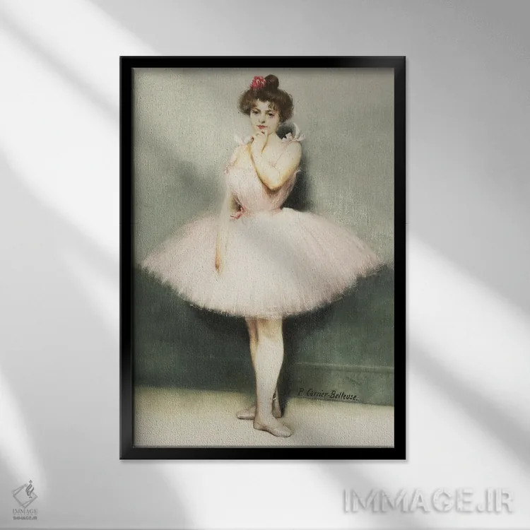 تابلو کلمباین (شخصیت یا گل) اثر پیر کاریه-بلوُز - نمای قابدار مشکی