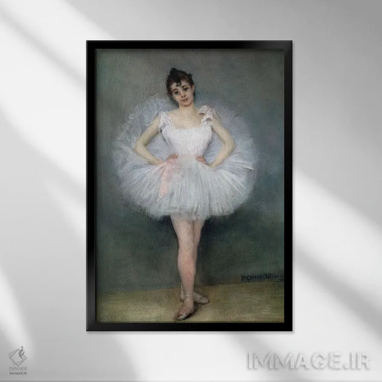 تابلو پرترهٔ بالرین جوان اثر پیر کاریه-بلوُز - نمای قابدار مشکی