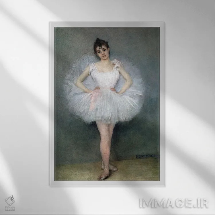 تابلو پرترهٔ بالرین جوان اثر پیر کاریه-بلوُز - نمای قابدار سفید