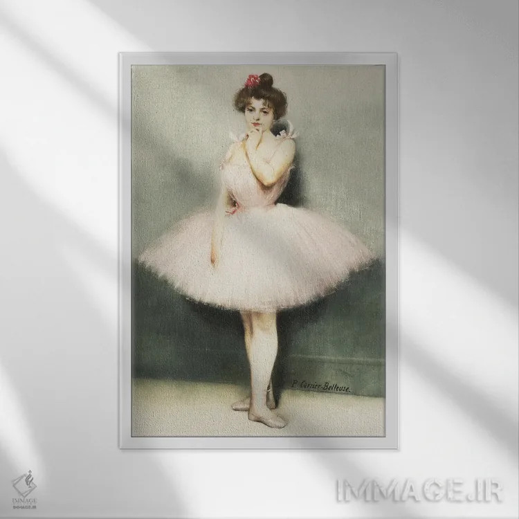 تابلو کلمباین (شخصیت یا گل) اثر پیر کاریه-بلوُز - نمای قابدار سفید