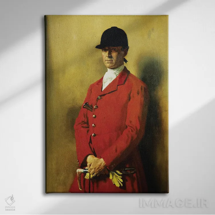 تابلو Master Of The Fox Hounds, 1926,پرترهٔ کاپیتان مارشال رابرتز، استاد شکارچی سگهای روباه، ۱۹۲۶ اثر سر ویلیام اورپن (نقاش ایرلندی) - نمای روبهرو روی دیوار