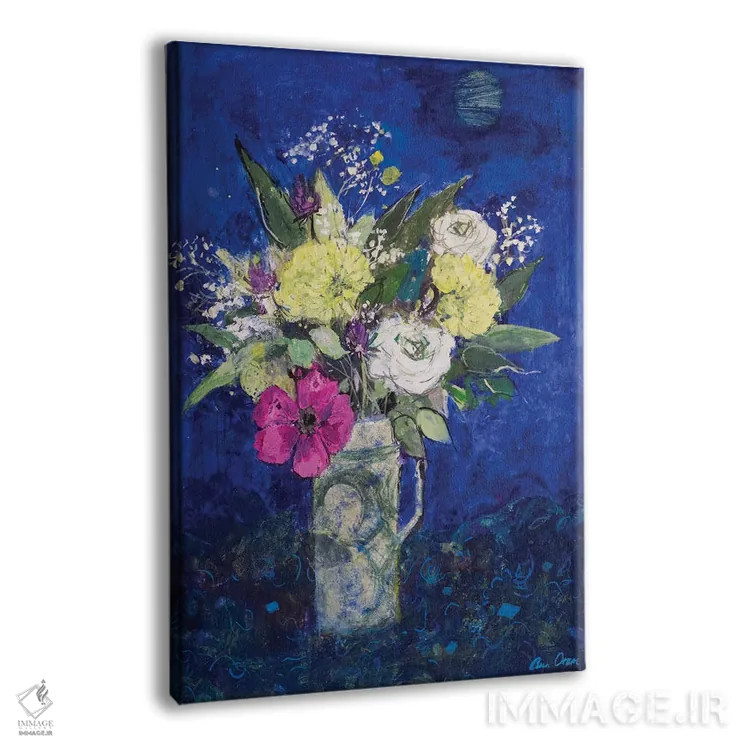 تابلو Deep Blue Ground,گلهای نیمهشب با زمینهٔ آبی تیره اثر آن اورام - نمای پرسپکتیو محصول