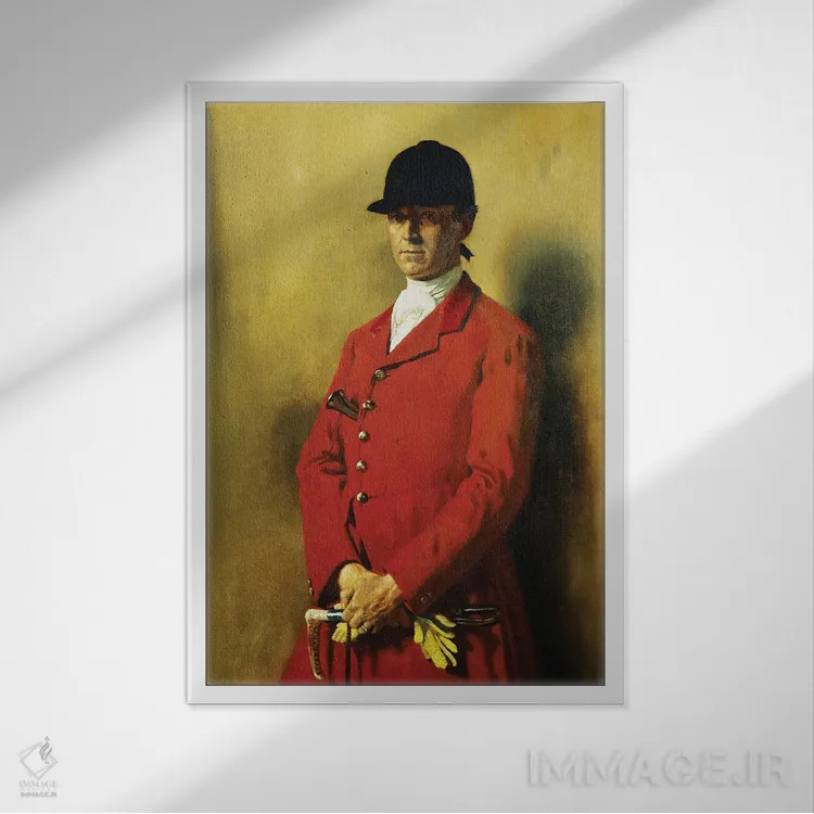 تابلو Master Of The Fox Hounds, 1926,پرترهٔ کاپیتان مارشال رابرتز، استاد شکارچی سگهای روباه، ۱۹۲۶ اثر سر ویلیام اورپن (نقاش ایرلندی) - نمای قابدار سفید