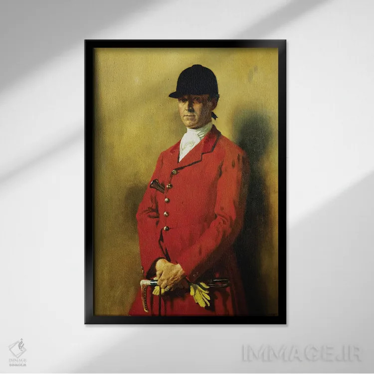 تابلو Master Of The Fox Hounds, 1926,پرترهٔ کاپیتان مارشال رابرتز، استاد شکارچی سگهای روباه، ۱۹۲۶ اثر سر ویلیام اورپن (نقاش ایرلندی) - نمای قابدار مشکی