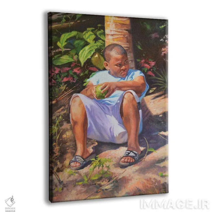 تابلو پسر، ساپوتا، نارگیل، ۲۰۱۹ اثر کالین بوتمن - نمای پرسپکتیو محصول