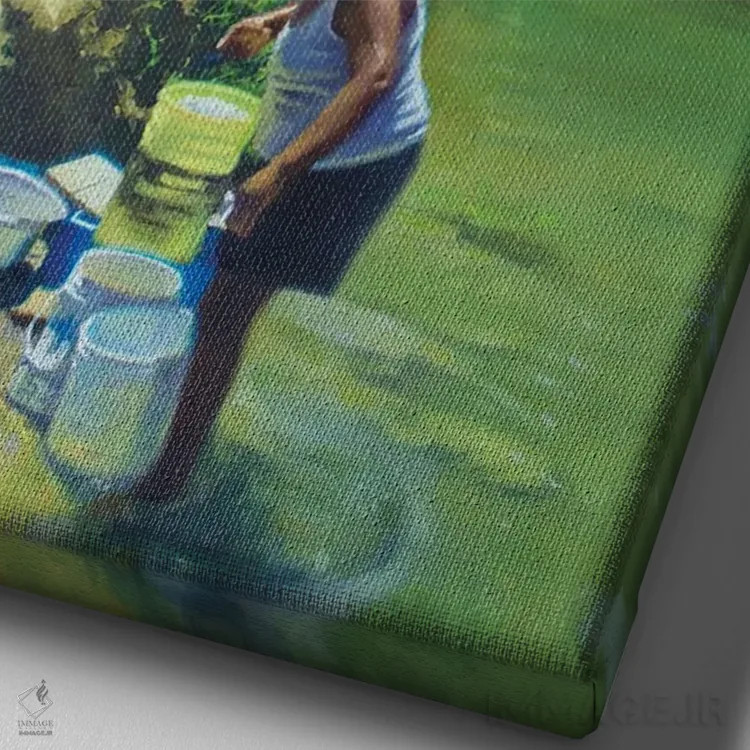 تابلو روز آبی، ۲۰۱۶ اثر کالین بوتمن - نمای نزدیک بافت بوم