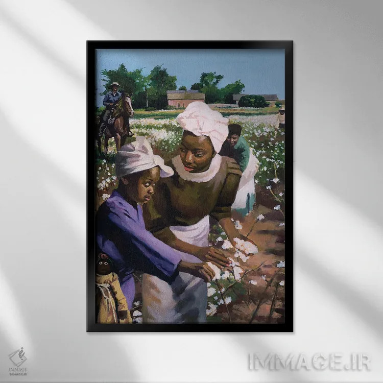 تابلو چینندگان پنبه، ۲۰۰۳ اثر کالین بوتمن - نمای قابدار مشکی