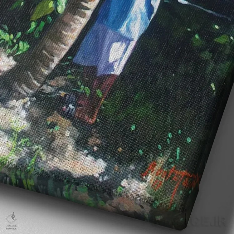 تابلو سایهٔ نارگیل، ۲۰۱۴ اثر کالین بوتمن - نمای نزدیک بافت بوم