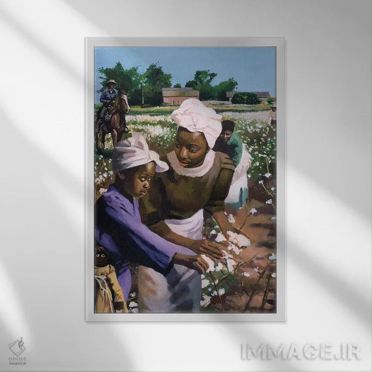 تابلو چینندگان پنبه، ۲۰۰۳ اثر کالین بوتمن - نمای قابدار سفید