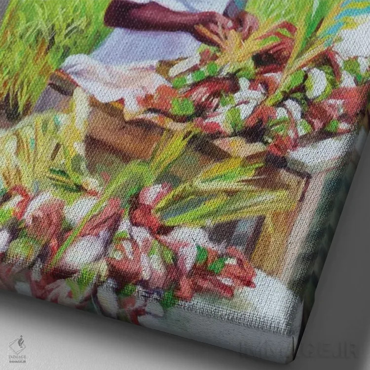 تابلو بانوی خرچنگ، ۲۰۱۸ اثر کالین بوتمن - نمای نزدیک بافت بوم