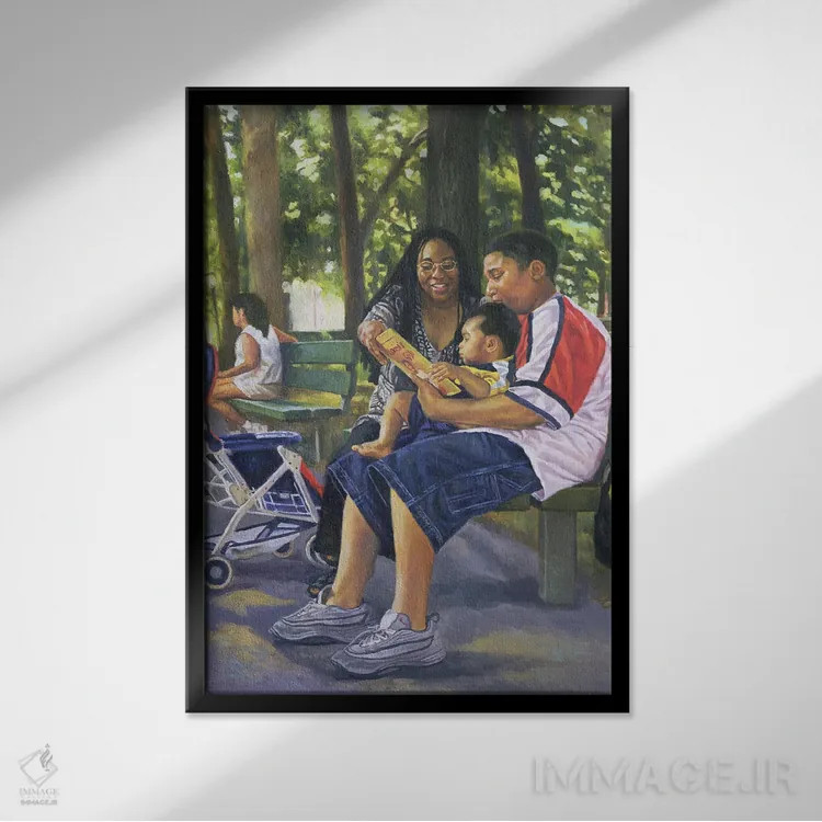 تابلو خانواده در پارک، ۱۹۹۹ اثر کالین بوتمن - نمای قابدار مشکی
