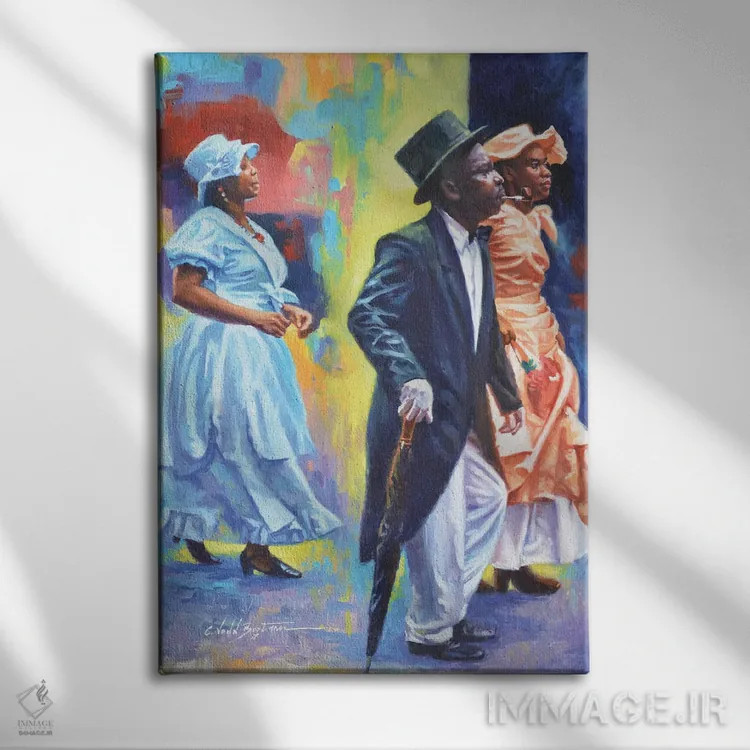 تابلو مهمانی عروسی، ۲۰۱۷ اثر کالین بوتمن - نمای روبهرو روی دیوار