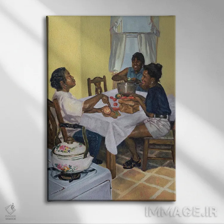 تابلو گفتوگوی پخته و چاشنیدار، ۱۹۹۸ اثر کالین بوتمن - نمای روبهرو روی دیوار