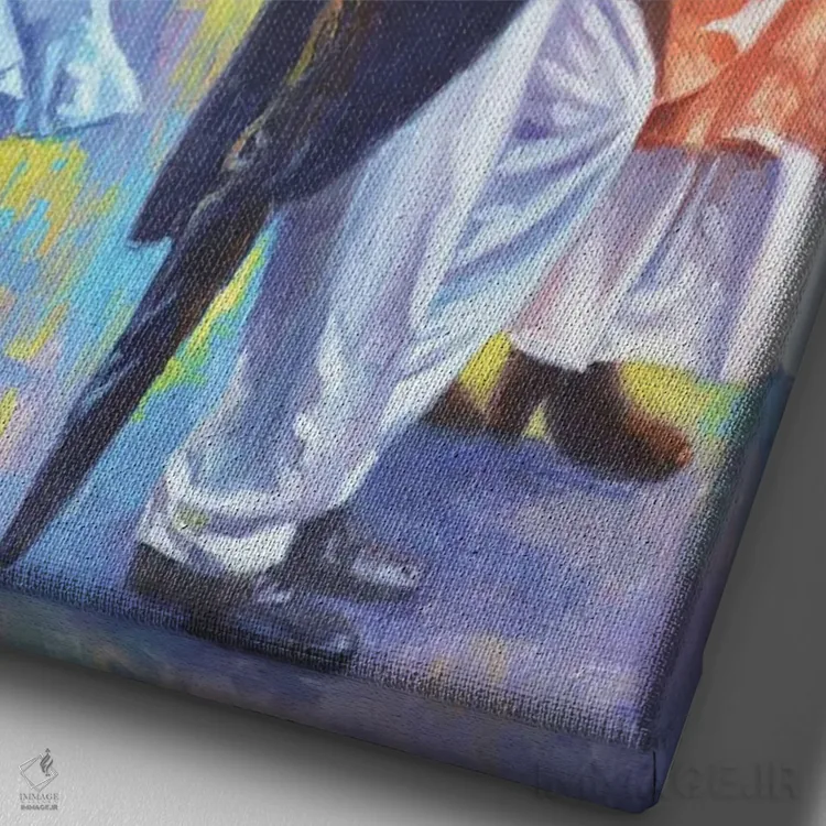 تابلو مهمانی عروسی، ۲۰۱۷ اثر کالین بوتمن - نمای نزدیک بافت بوم