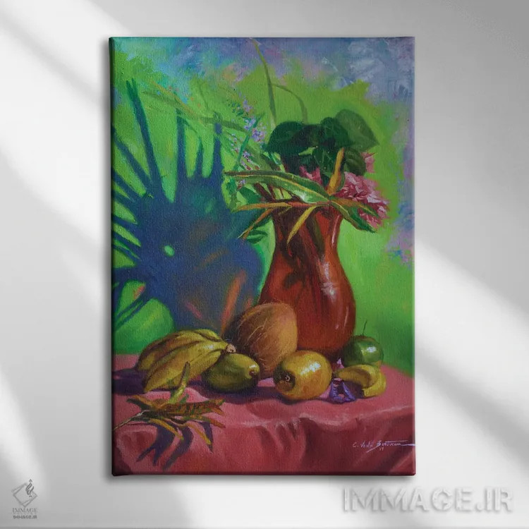 تابلو دستهگل حیاط، ۲۰۱۷ اثر کالین بوتمن - نمای روبهرو روی دیوار