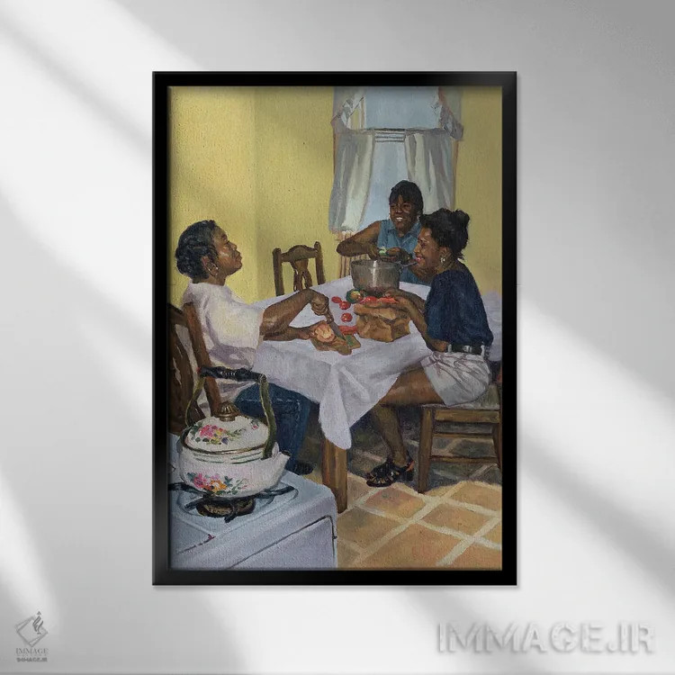 تابلو گفتوگوی پخته و چاشنیدار، ۱۹۹۸ اثر کالین بوتمن - نمای قابدار مشکی