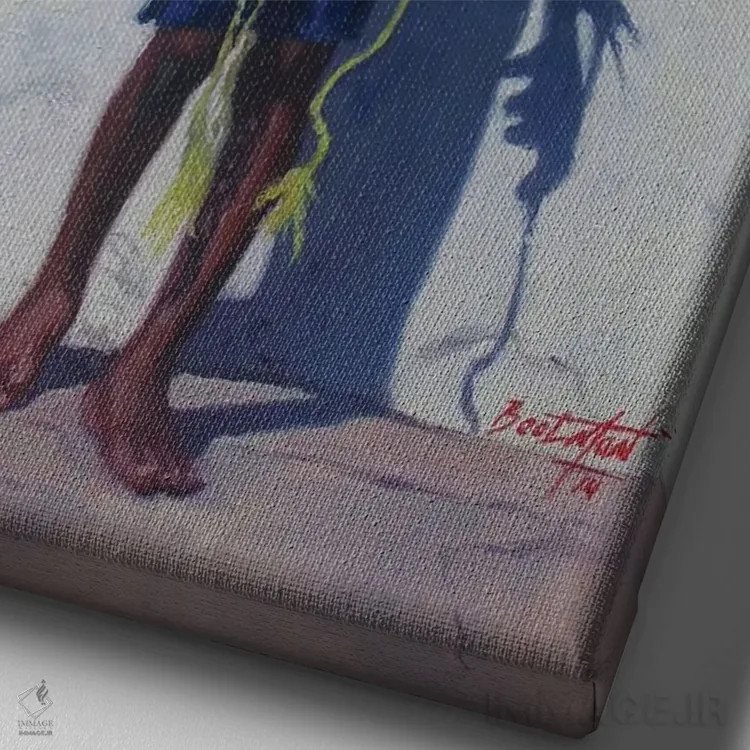 تابلو طناب زرد، ۲۰۱۴ اثر کالین بوتمن - نمای نزدیک بافت بوم