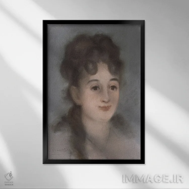 تابلو پرترهٔ اِوا گونزالس، ۱۸۷۹ اثر ادوارد مانه (نقاش معروف فرانسوی) - نمای قابدار مشکی