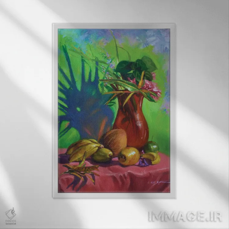 تابلو دستهگل حیاط، ۲۰۱۷ اثر کالین بوتمن - نمای قابدار سفید