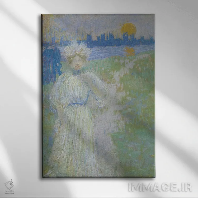 تابلو غروب، بوستون، ۱۸۹۵-۱۸۹۶ اثر موریس برزیل پرندرگست (نقاش امپرسیونیست آمریکایی) - نمای روبهرو روی دیوار