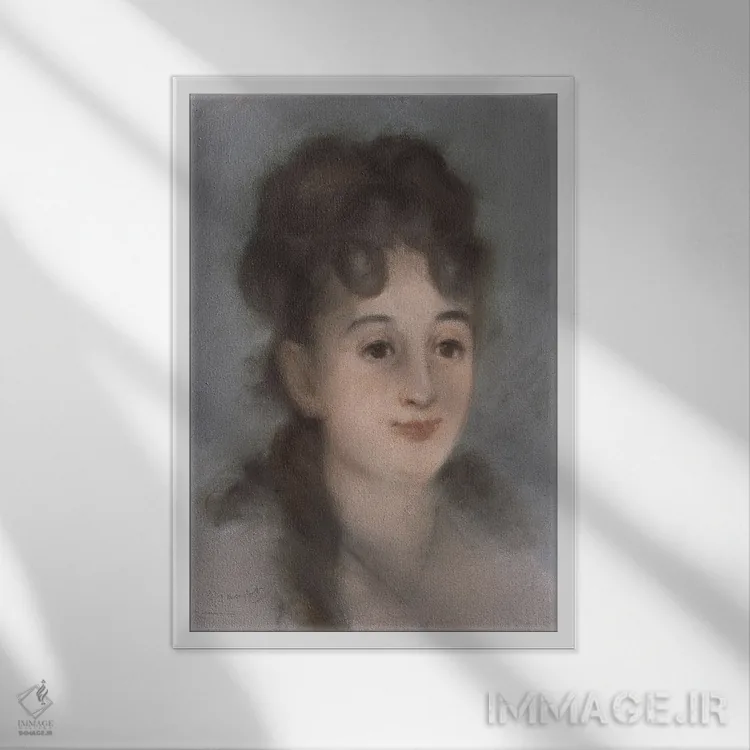 تابلو پرترهٔ اِوا گونزالس، ۱۸۷۹ اثر ادوارد مانه (نقاش معروف فرانسوی) - نمای قابدار سفید