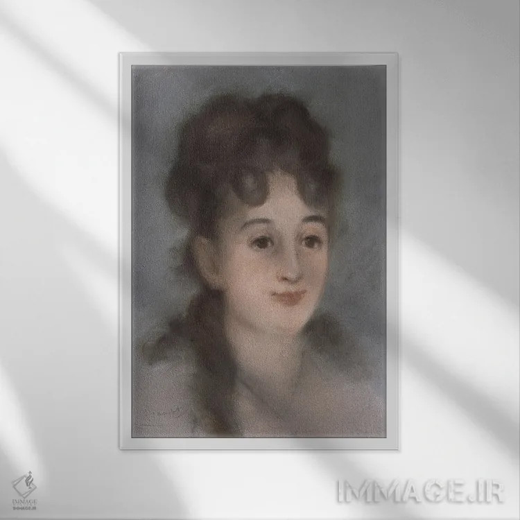 تابلو پرترهٔ اِوا گونزالس، ۱۸۷۹ اثر ادوارد مانه (نقاش معروف فرانسوی) - نمای قابدار سفید