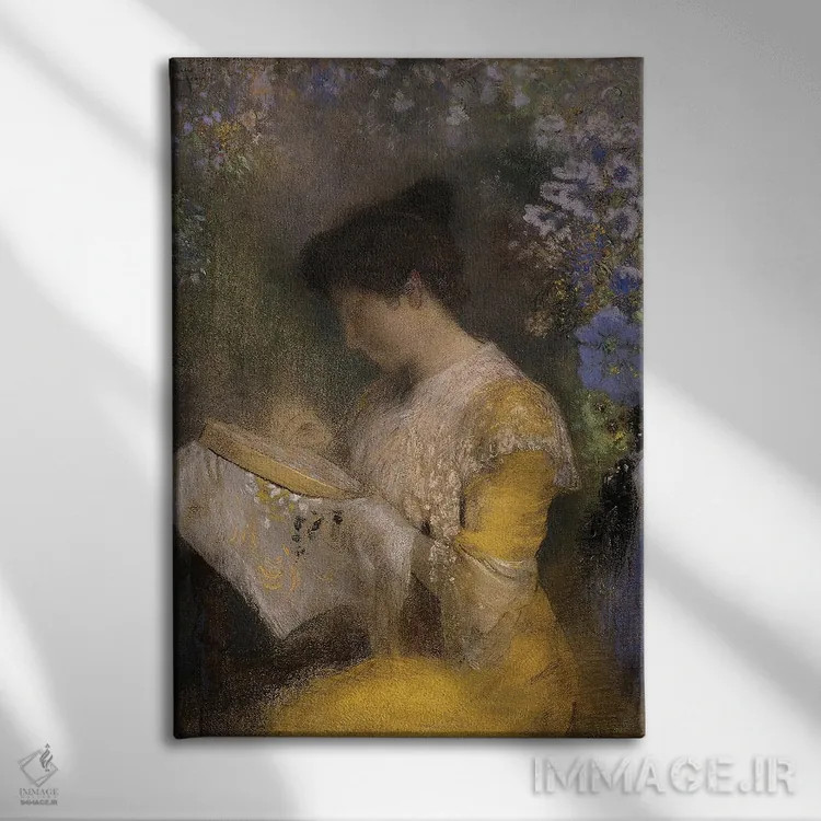 تابلو مدام آرتور فونتن، ۱۹۰۱ اثر اودیلو ردون - نمای روبهرو روی دیوار