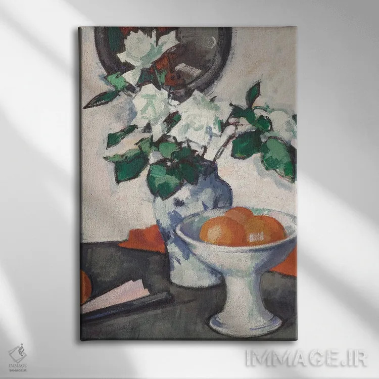 تابلو رزهای سفید، حدود ۱۹۲۴ اثر ساموئل جان پپلو (نقاش اسکاتلندی) - نمای روبهرو روی دیوار