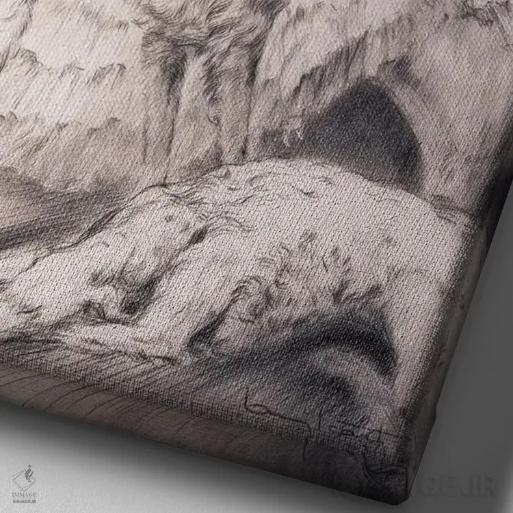 تابلو دختر با سگ بورزوی همراه اثر لوئیس ایکارت - نمای نزدیک بافت بوم