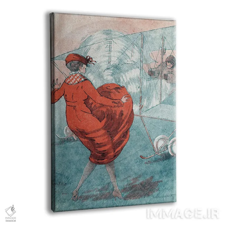 تابلو باد موافق: کنجکاوی هلیس. تصویرسازی برای مجله "لو فانتازیو" ماه مه ۱۹۱۶ اثر لوئیس ایکارت - نمای پرسپکتیو محصول