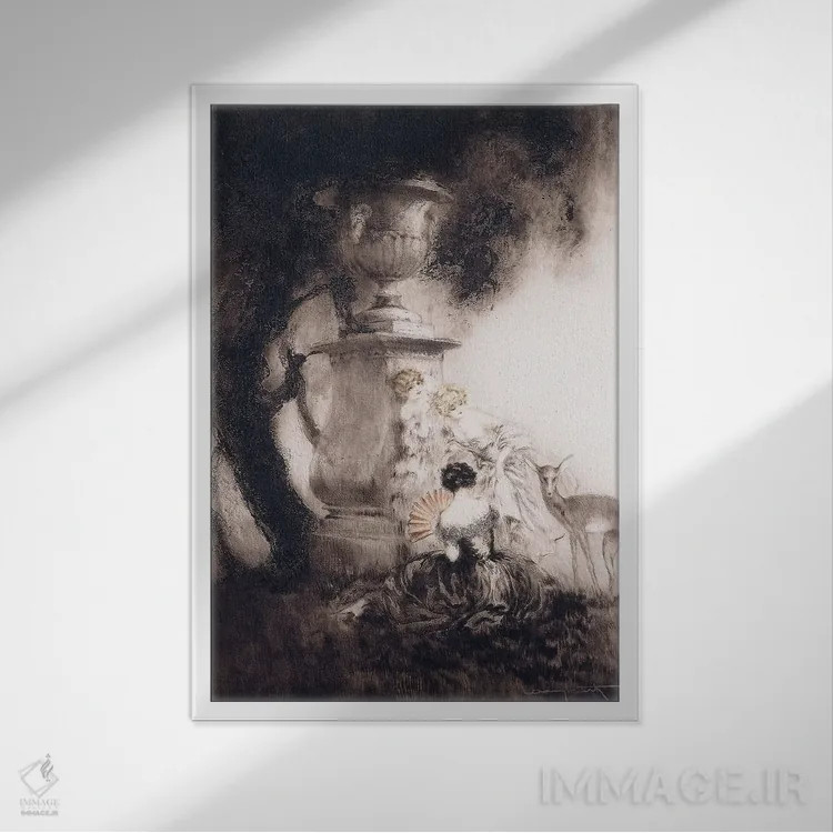تابلو چهار گوزن، ۱۹۲۹ اثر لوئیس ایکارت - نمای قابدار سفید
