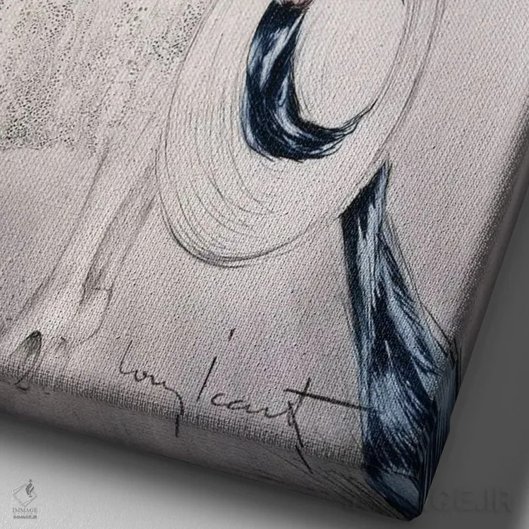 تابلو در آشیانه، حدود ۱۹۲۲ اثر لوئیس ایکارت - نمای نزدیک بافت بوم