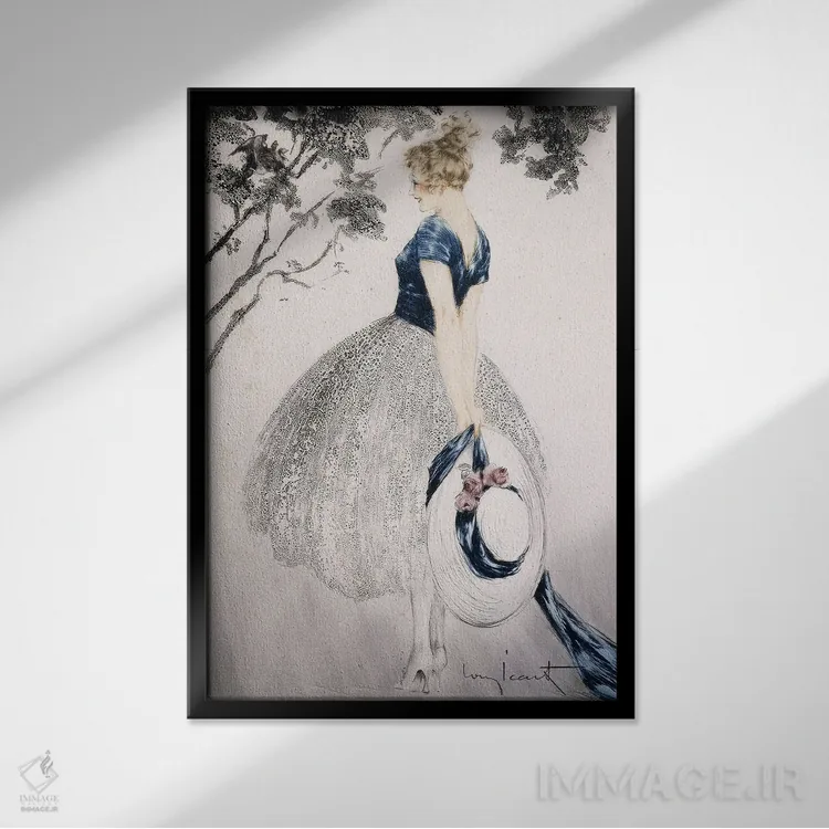 تابلو در آشیانه، حدود ۱۹۲۲ اثر لوئیس ایکارت - نمای قابدار مشکی