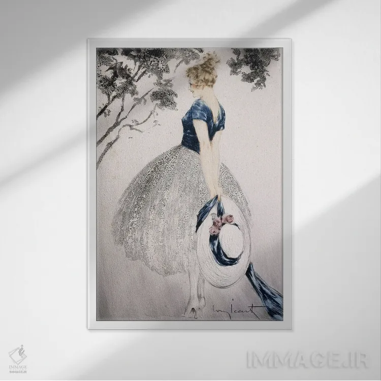 تابلو در آشیانه، حدود ۱۹۲۲ اثر لوئیس ایکارت - نمای قابدار سفید