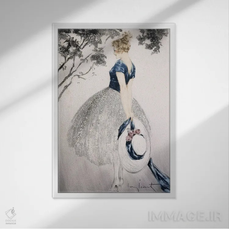 تابلو در آشیانه، حدود ۱۹۲۲ اثر لوئیس ایکارت - نمای قابدار سفید