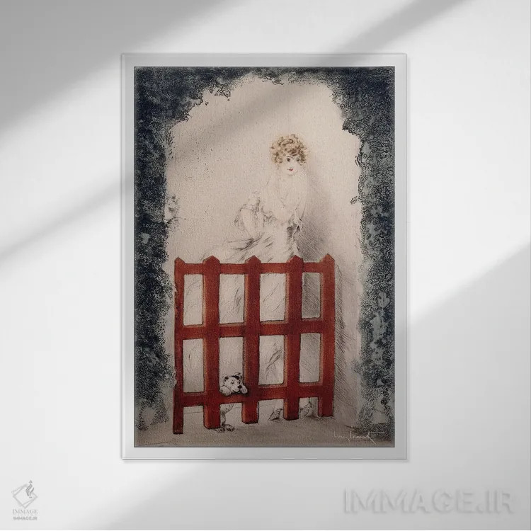 تابلو دروازه قرمز اثر لوئیس ایکارت - نمای قابدار سفید