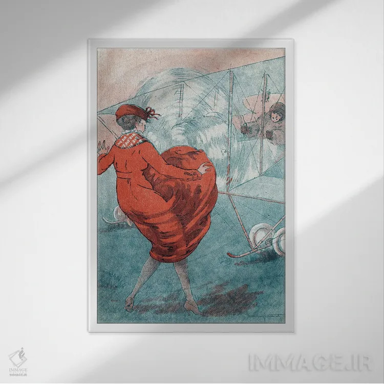 تابلو باد موافق: کنجکاوی هلیس. تصویرسازی برای مجله "لو فانتازیو" ماه مه ۱۹۱۶ اثر لوئیس ایکارت - نمای قابدار سفید