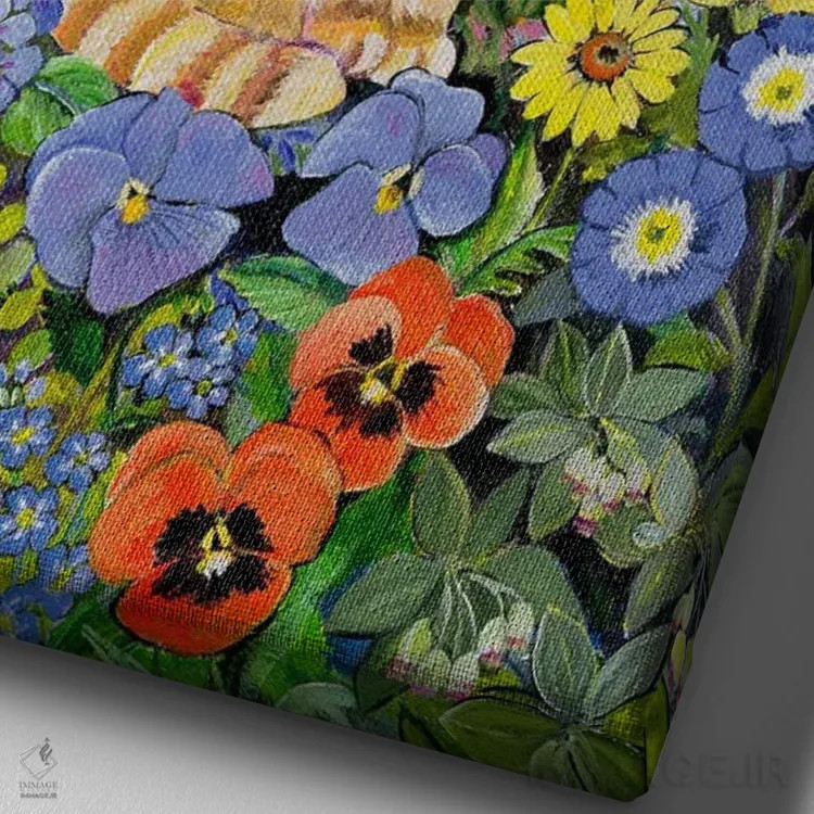 تابلو گربهٔ گوردون، ۱۹۹۶ اثر هیلاری جونز - نمای نزدیک بافت بوم