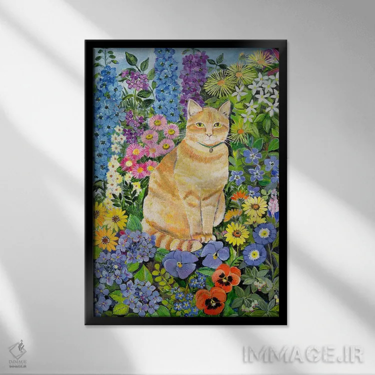 تابلو گربهٔ گوردون، ۱۹۹۶ اثر هیلاری جونز - نمای قابدار مشکی